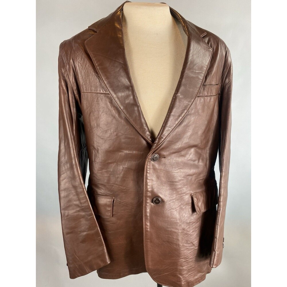 Vintage 1970’s Brown Leather Blazer Clipper Mist Londontown Mens Jacket 40 R